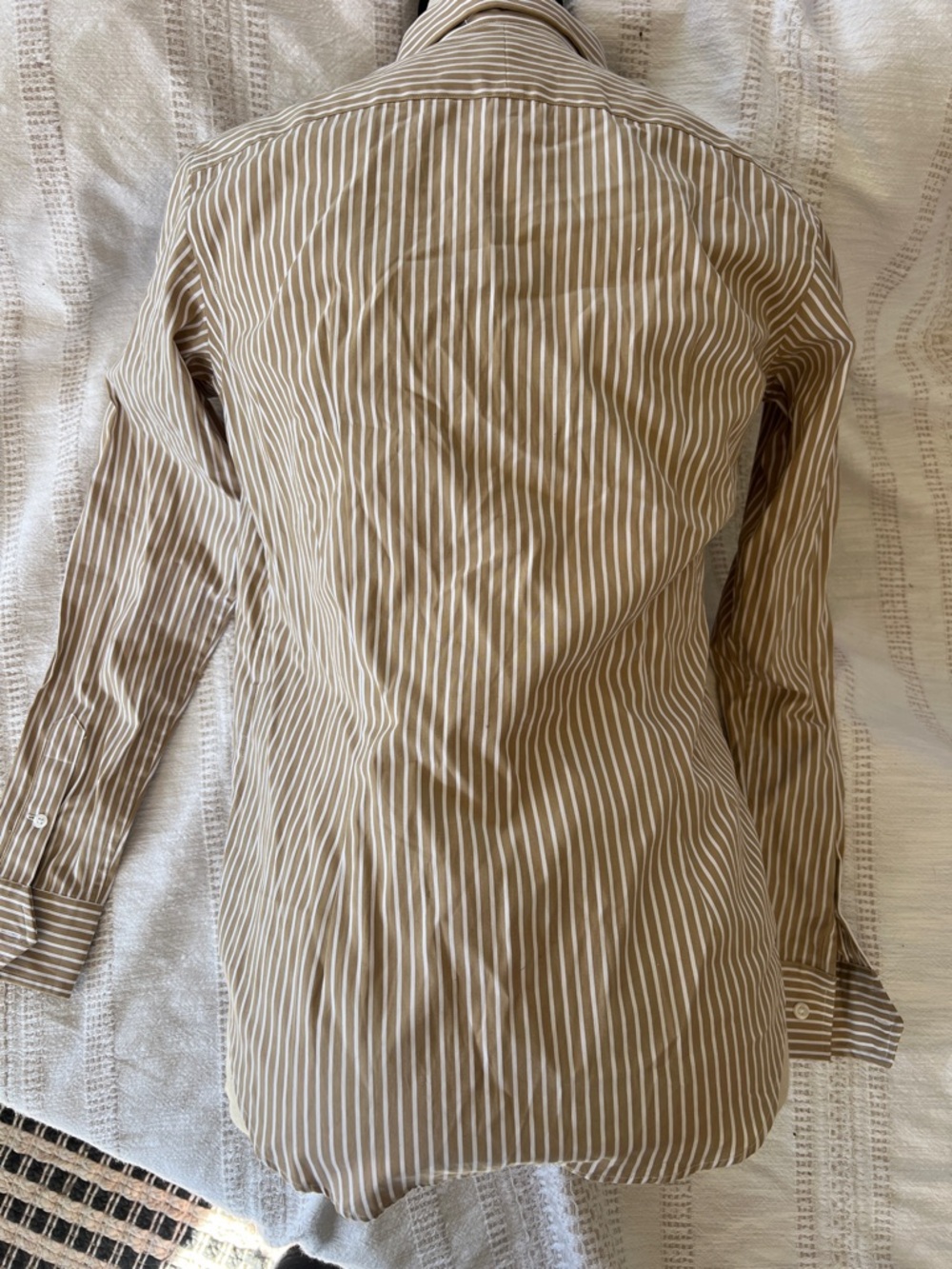 NWT Women’s Ralph Lauren Tan and White Striped Dress Shirt - Picture 5 of 7